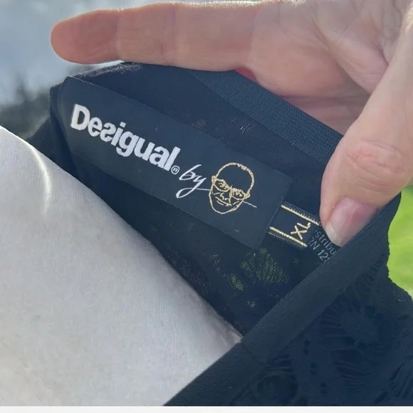 Desigual by Lacroix Black lace Fit and Flare Dress Sleeveless party Going out XL - Picture 8 of 9